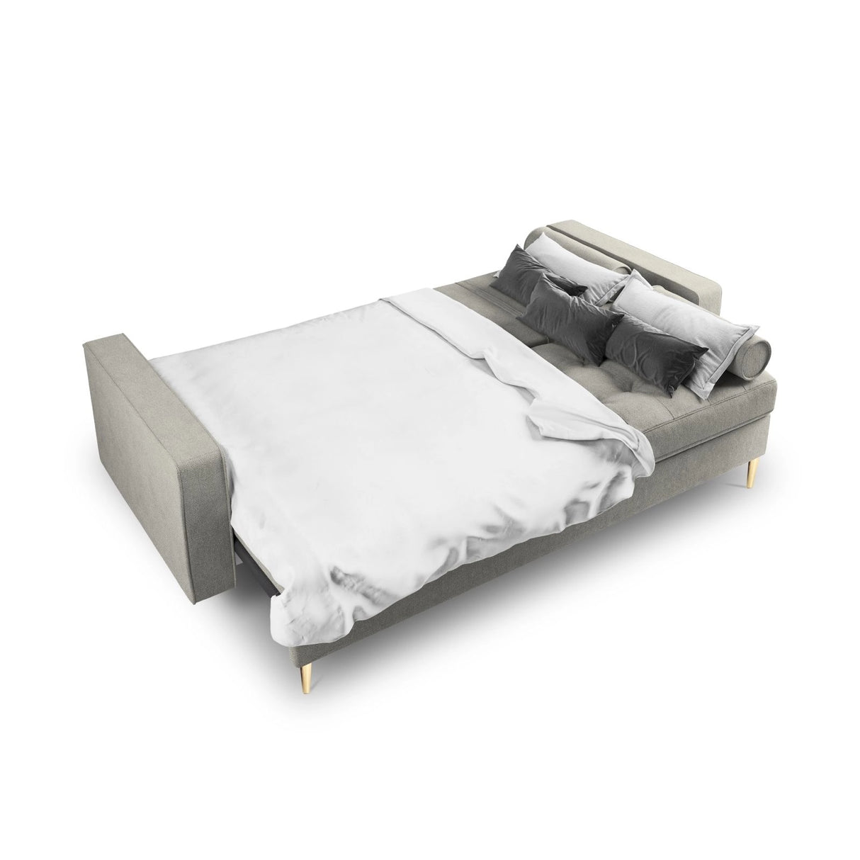 Aspen 3-Sitzer Sofa mit Schlaffunktion und Stauraum, aus Strukturierter Stoff in Hellgrau (Positano 83), 225x100x96 cm von Cosmopolitan Design – Bild 5