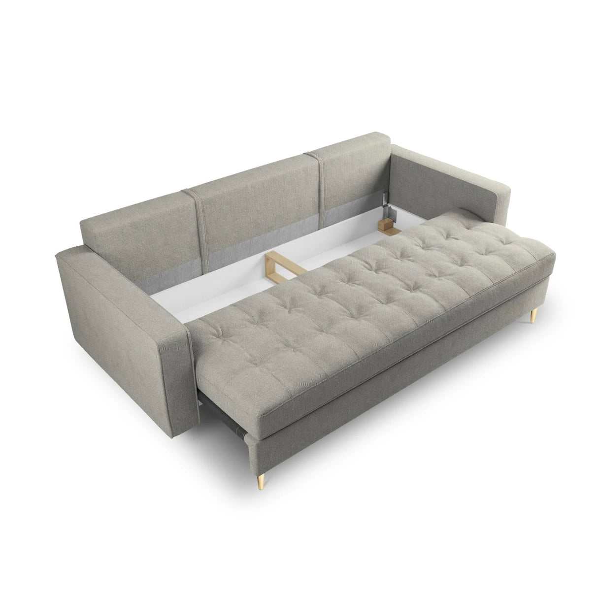 Aspen 3-Sitzer Sofa mit Schlaffunktion und Stauraum, aus Strukturierter Stoff in Hellgrau (Positano 83), 225x100x96 cm von Cosmopolitan Design – Bild 6