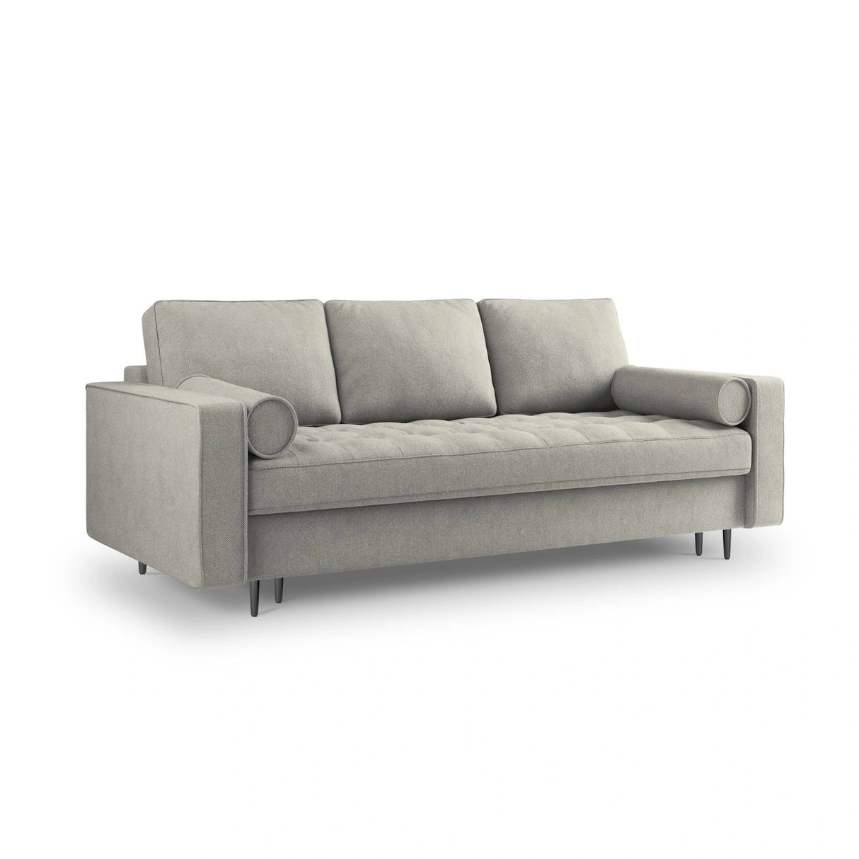 Aspen 3-Sitzer Sofa mit Schlaffunktion und Stauraum, aus Strukturierter Stoff in Hellgrau (Positano 83), 225x100x96 cm von Cosmopolitan Design – Bild 1