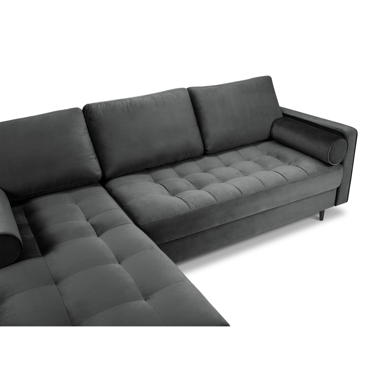 Aspen 4-Sitzer Ecksofa, Linke Seite, aus Samt in Dunkelgrau (Salvador 18), 236x170x90 cm von Cosmopolitan Design – Bild 4