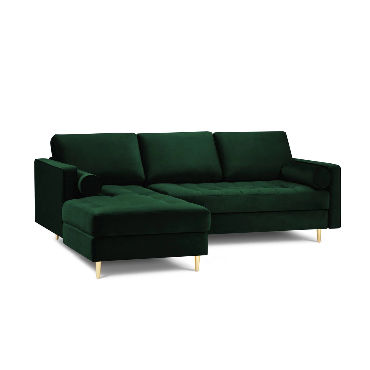Aspen 4-Sitzer Ecksofa, Linke Seite, aus Samt in Flaschengrün (Salvador 7), 236x170x90 cm von Cosmopolitan Design – Bild 1