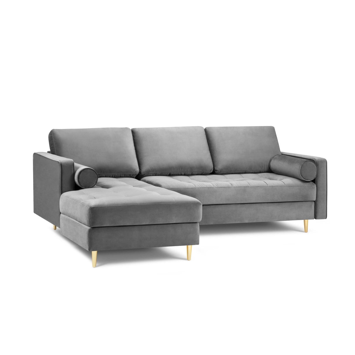 Aspen 4-Sitzer Ecksofa, Linke Seite, aus Samt in Grau (Salvador 17), 236x170x90 cm von Cosmopolitan Design – Bild 1