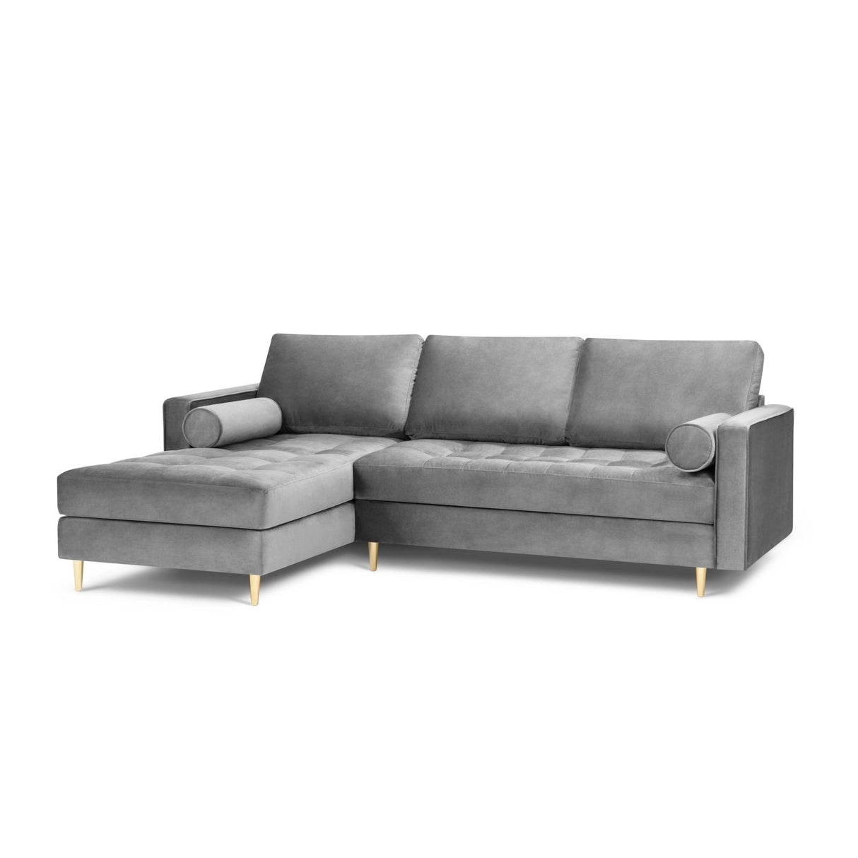 Aspen 4-Sitzer Ecksofa, Linke Seite, aus Samt in Grau (Salvador 17), 236x170x90 cm von Cosmopolitan Design – Bild 2