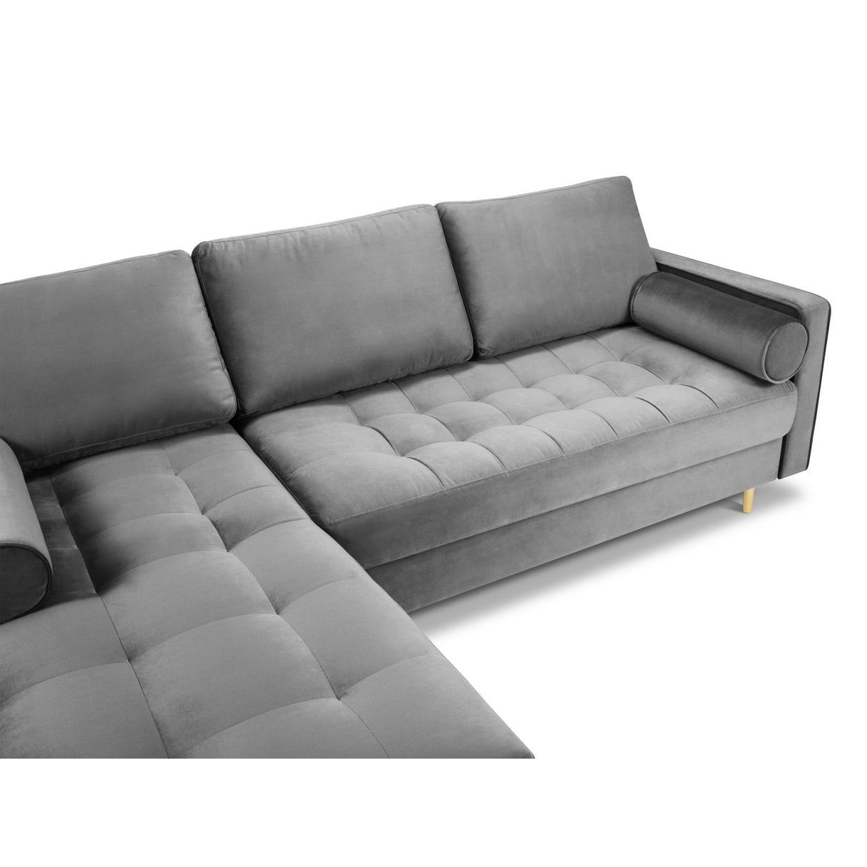 Aspen 4-Sitzer Ecksofa, Linke Seite, aus Samt in Grau (Salvador 17), 236x170x90 cm von Cosmopolitan Design – Bild 4