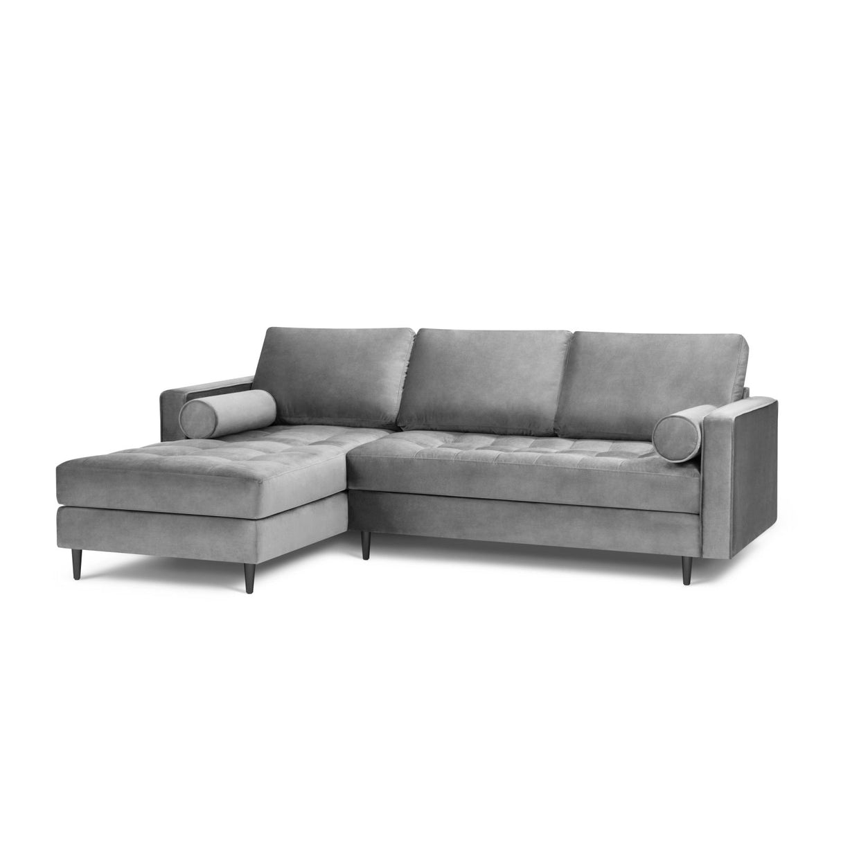 Aspen 4-Sitzer Ecksofa, Linke Seite, aus Samt in Grau (Salvador 17), 236x170x90 cm von Cosmopolitan Design – Bild 2