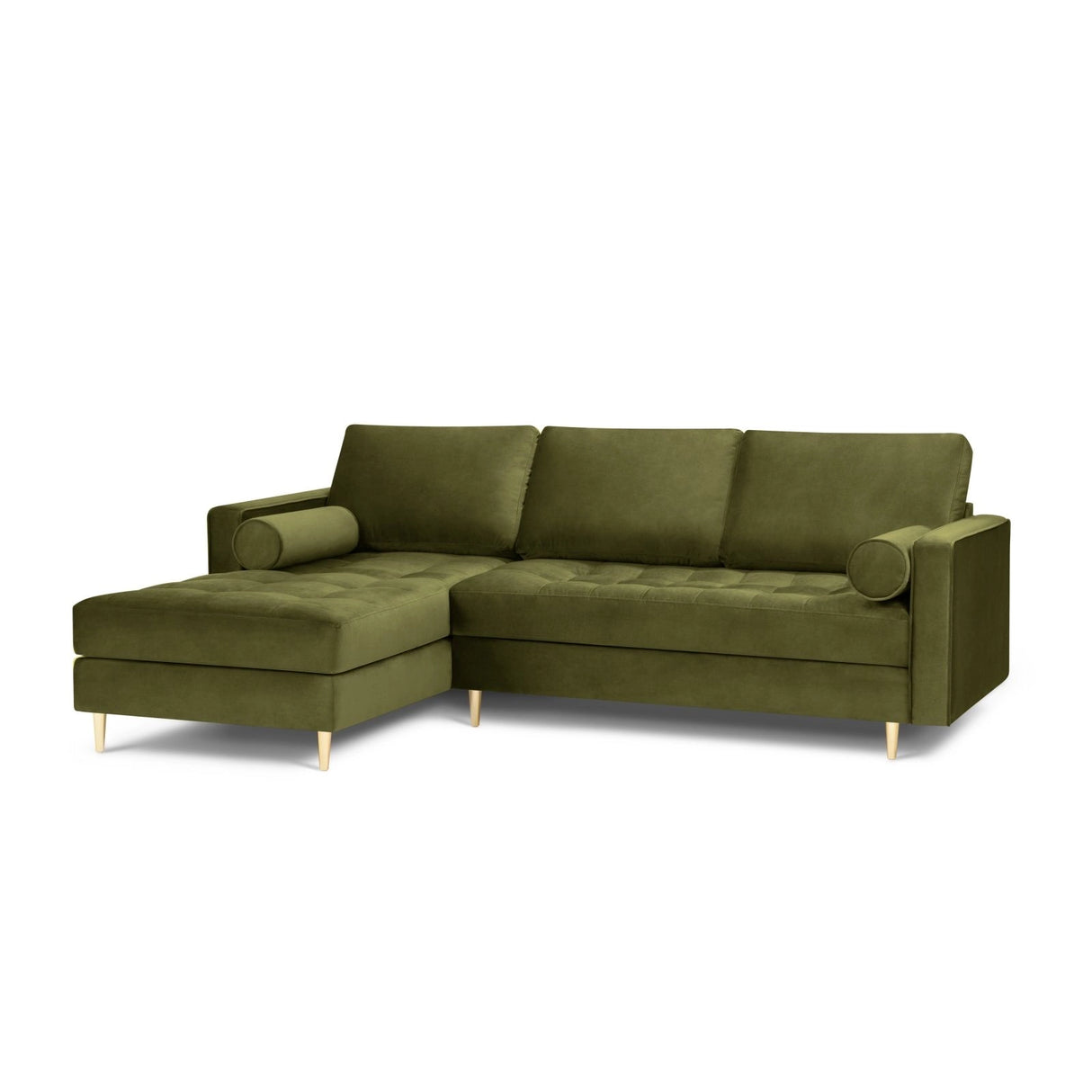 Aspen 4-Sitzer Ecksofa, Linke Seite, aus Samt in Grün (Salvador 8), 236x170x90 cm von Cosmopolitan Design – Bild 2