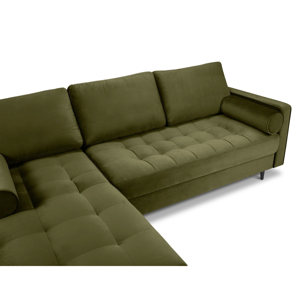 Aspen 4-Sitzer Ecksofa, Linke Seite, aus Samt in Grün (Salvador 8), 236x170x90 cm von Cosmopolitan Design – Bild 4
