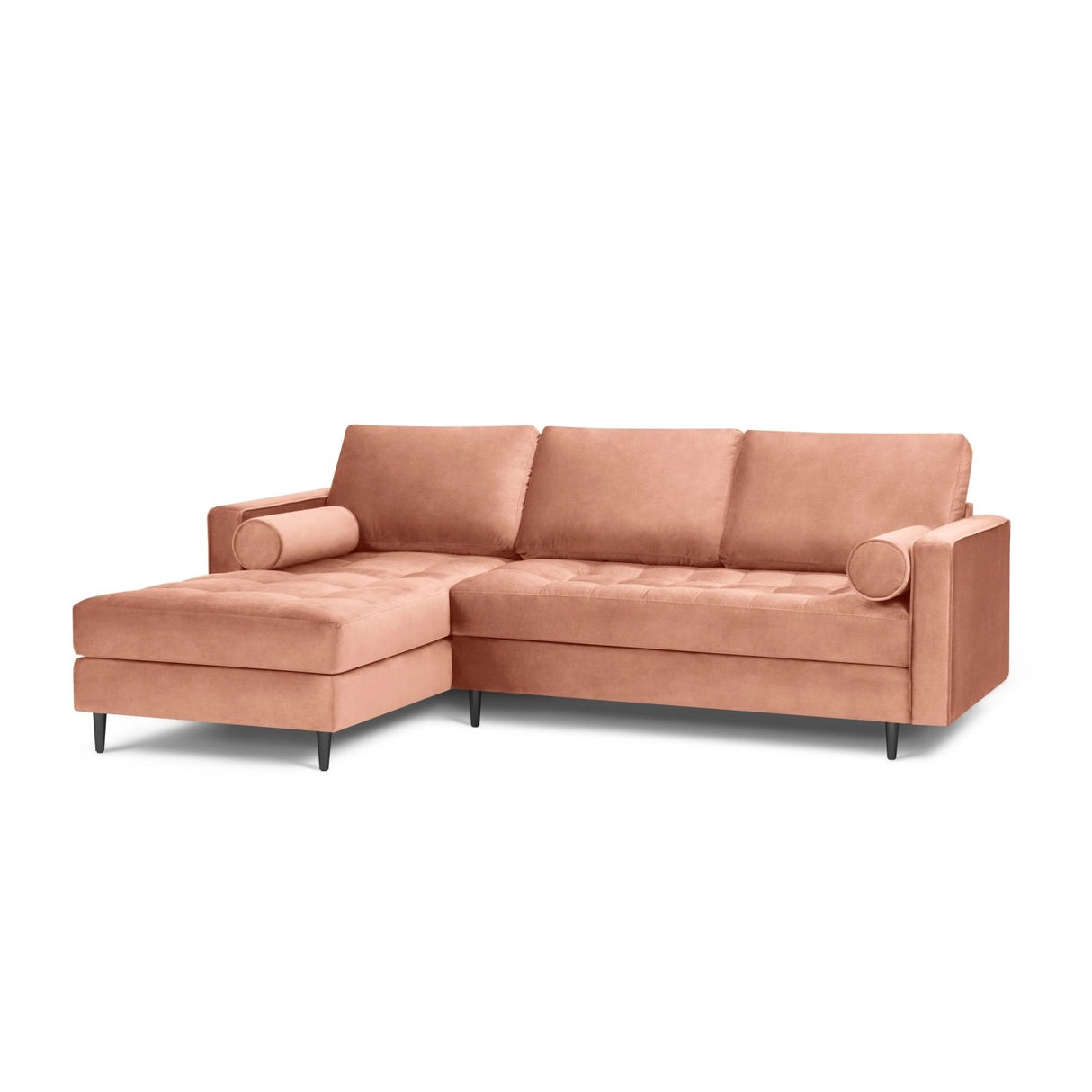 Aspen 4-Sitzer Ecksofa, Linke Seite, aus Samt in Rosa (Salvador 11), 236x170x90 cm von Cosmopolitan Design – Bild 2