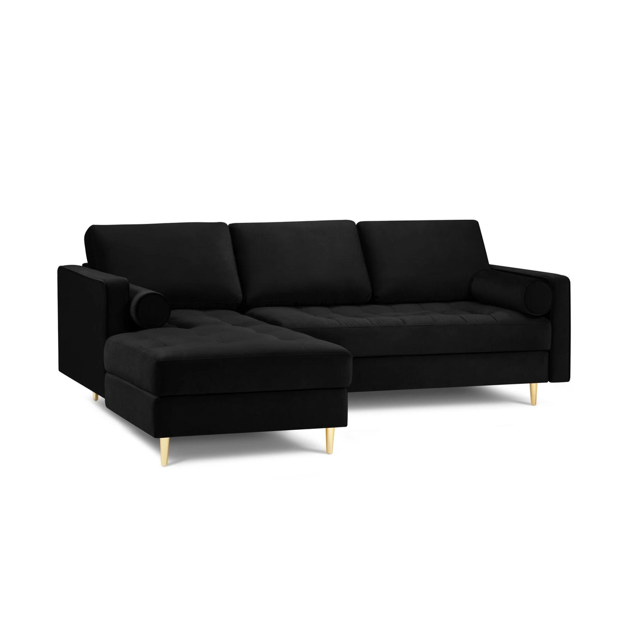 Aspen 4-Sitzer Ecksofa, Linke Seite, aus Samt in Schwarz (Salvador 19), 236x170x90 cm von Cosmopolitan Design – Bild 1