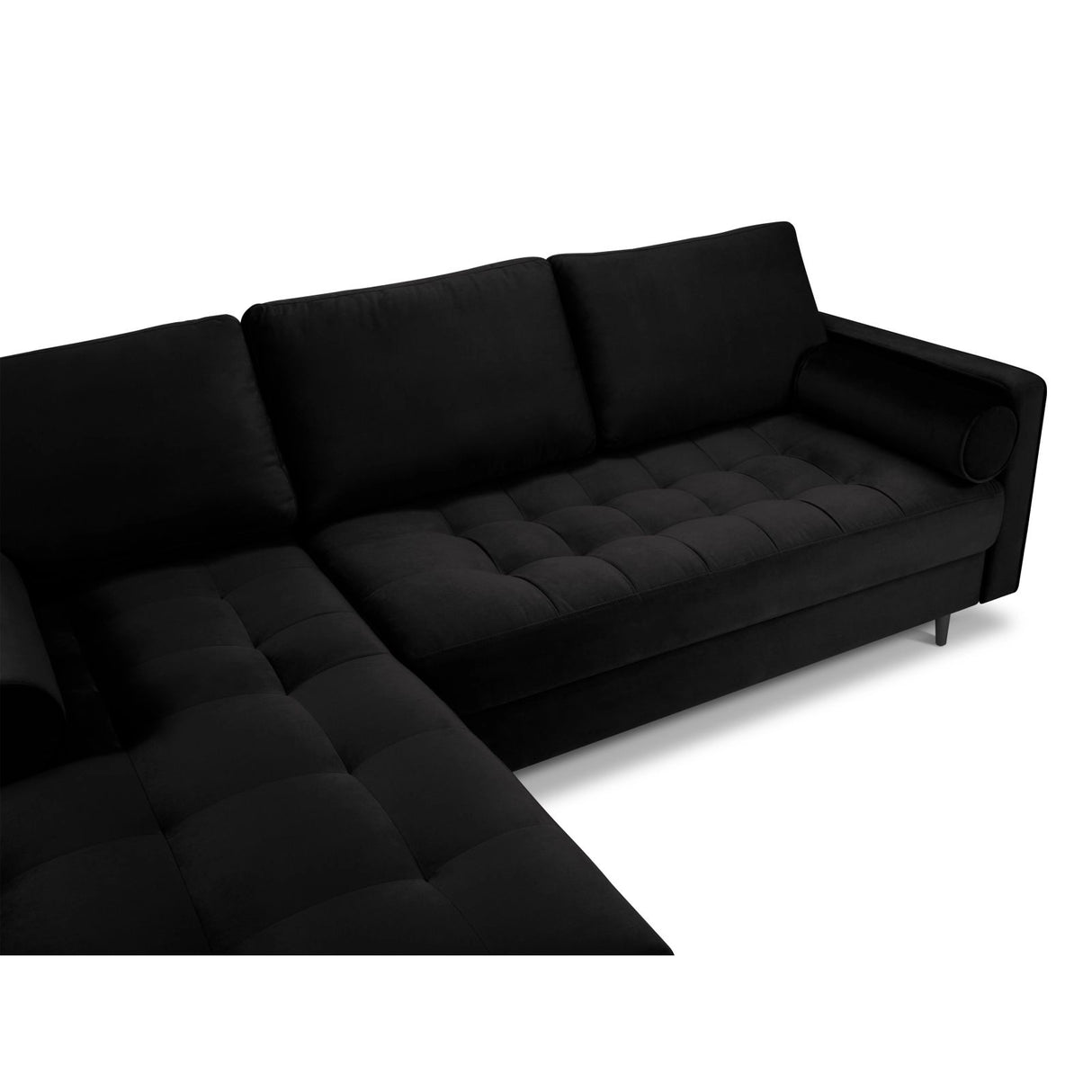 Aspen 4-Sitzer Ecksofa, Linke Seite, aus Samt in Schwarz (Salvador 19), 236x170x90 cm von Cosmopolitan Design – Bild 4