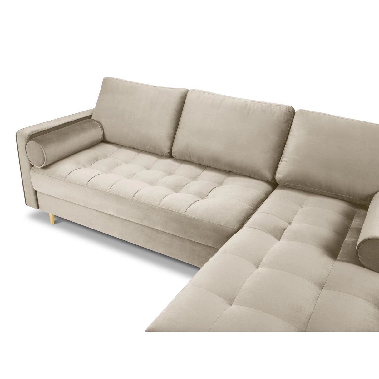 Aspen 4-Sitzer Ecksofa, Rechte Seite, aus Samt in Dunkelbeige (Salvador 2), 236x170x90 cm von Cosmopolitan Design – Bild 4