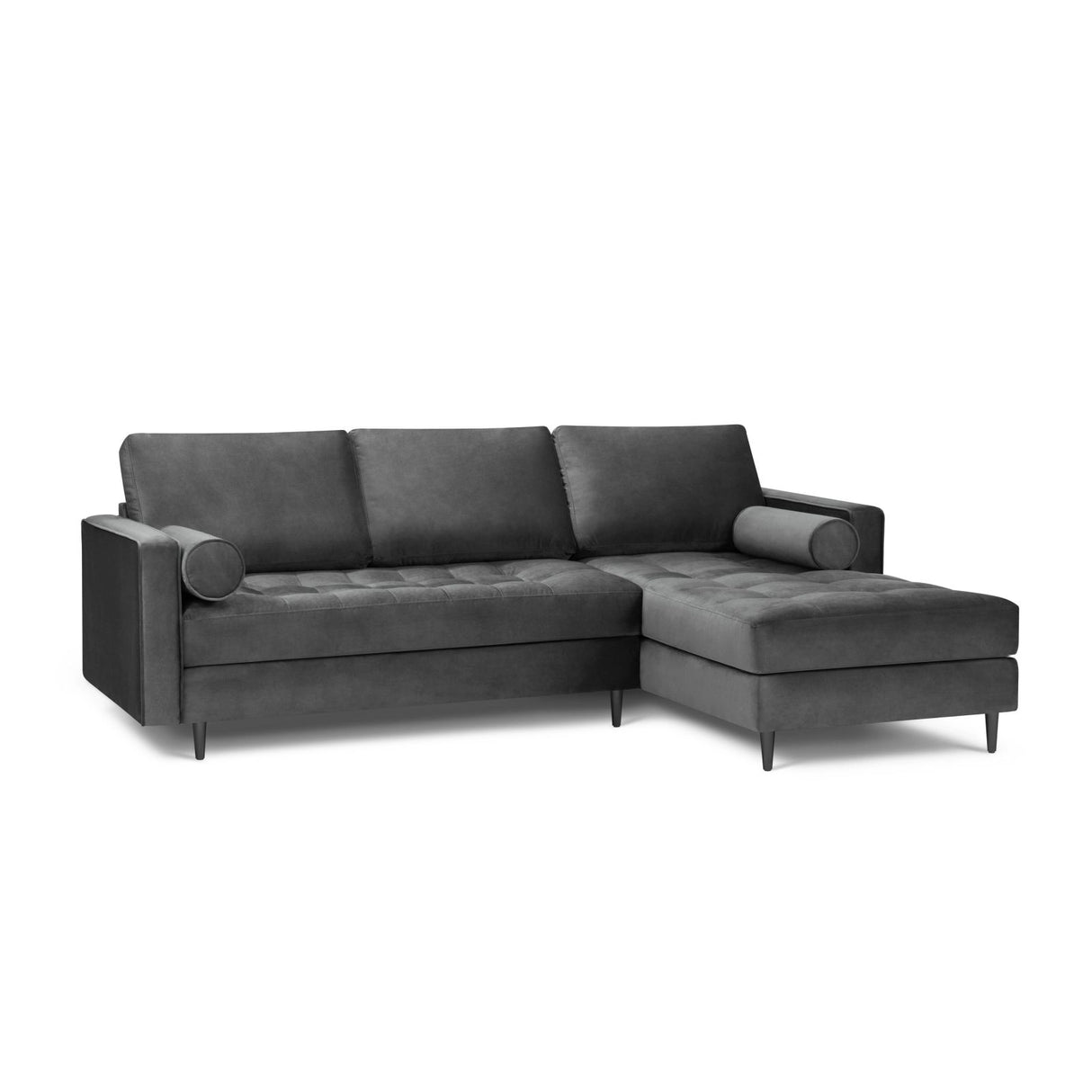 Aspen 4-Sitzer Ecksofa, Rechte Seite, aus Samt in Dunkelgrau (Salvador 18), 236x170x90 cm von Cosmopolitan Design – Bild 2