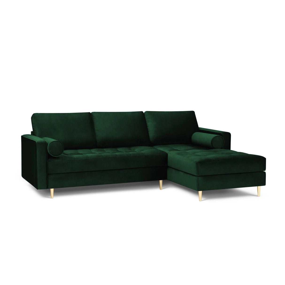 Aspen 4-Sitzer Ecksofa, Rechte Seite, aus Samt in Flaschengrün (Salvador 7), 236x170x90 cm von Cosmopolitan Design – Bild 2