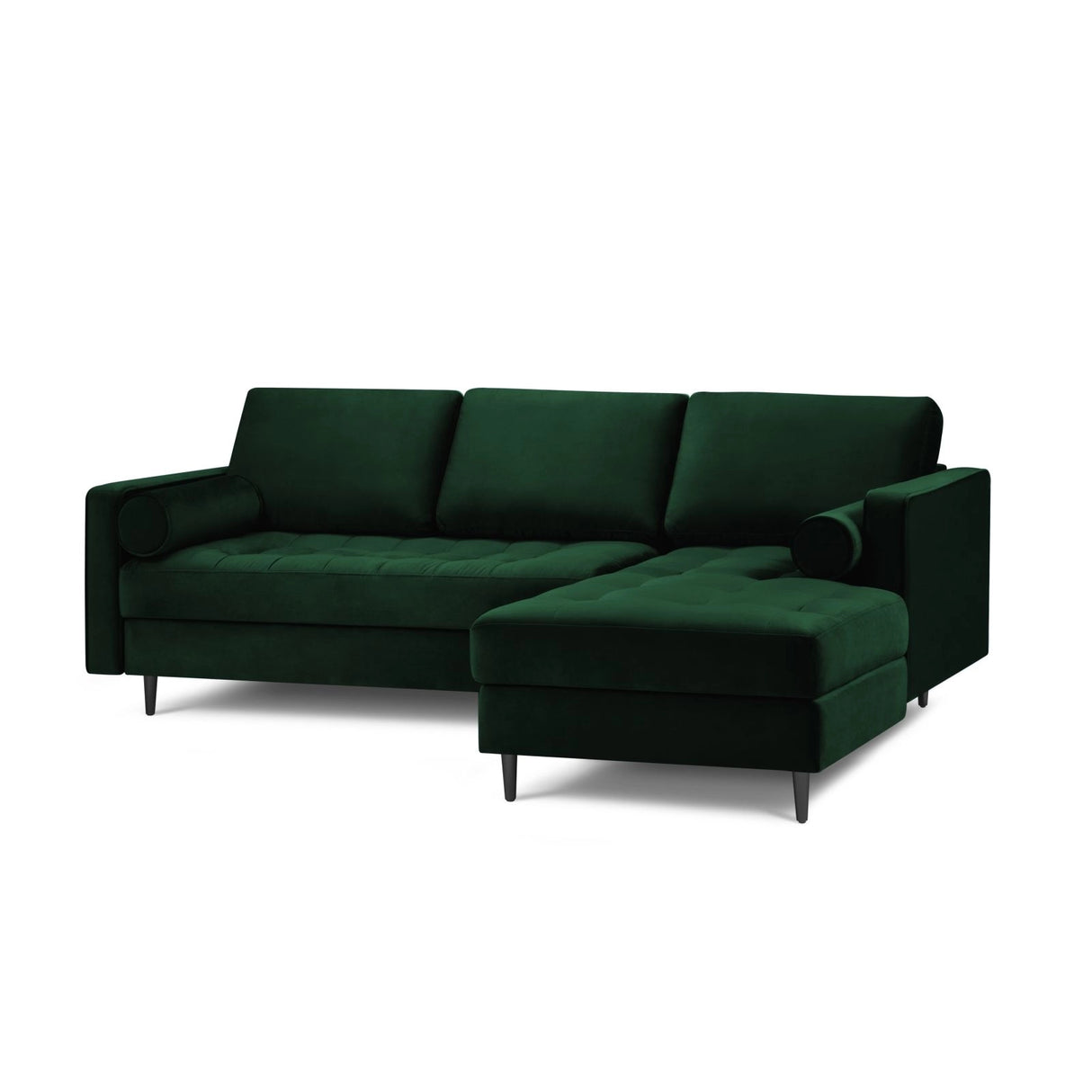 Aspen 4-Sitzer Ecksofa, Rechte Seite, aus Samt in Flaschengrün (Salvador 7), 236x170x90 cm von Cosmopolitan Design – Bild 1