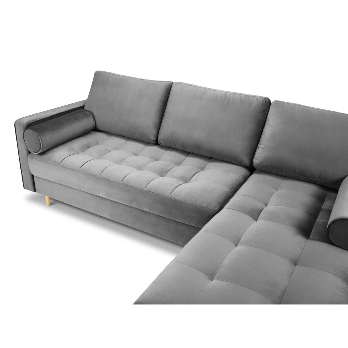 Aspen 4-Sitzer Ecksofa, Rechte Seite, aus Samt in Grau (Salvador 17), 236x170x90 cm von Cosmopolitan Design – Bild 4