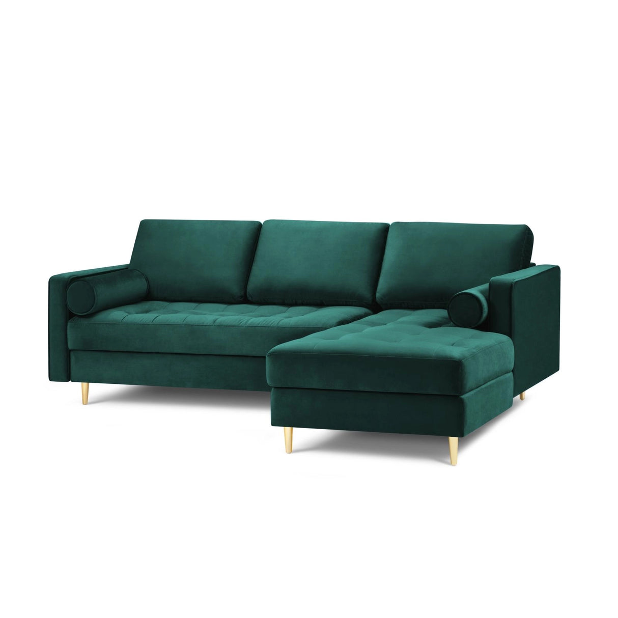 Aspen 4-Sitzer Ecksofa, Rechte Seite, aus Samt in Petrol (Salvador 6), 236x170x90 cm von Cosmopolitan Design – Bild 1