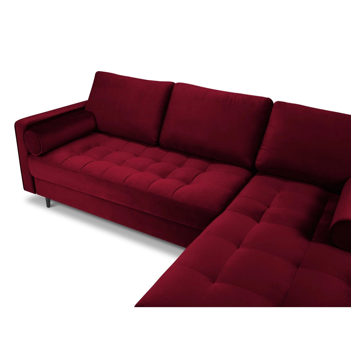 Aspen 4-Sitzer Ecksofa, Rechte Seite, aus Samt in Rot (Salvador 13), 236x170x90 cm von Cosmopolitan Design – Bild 4