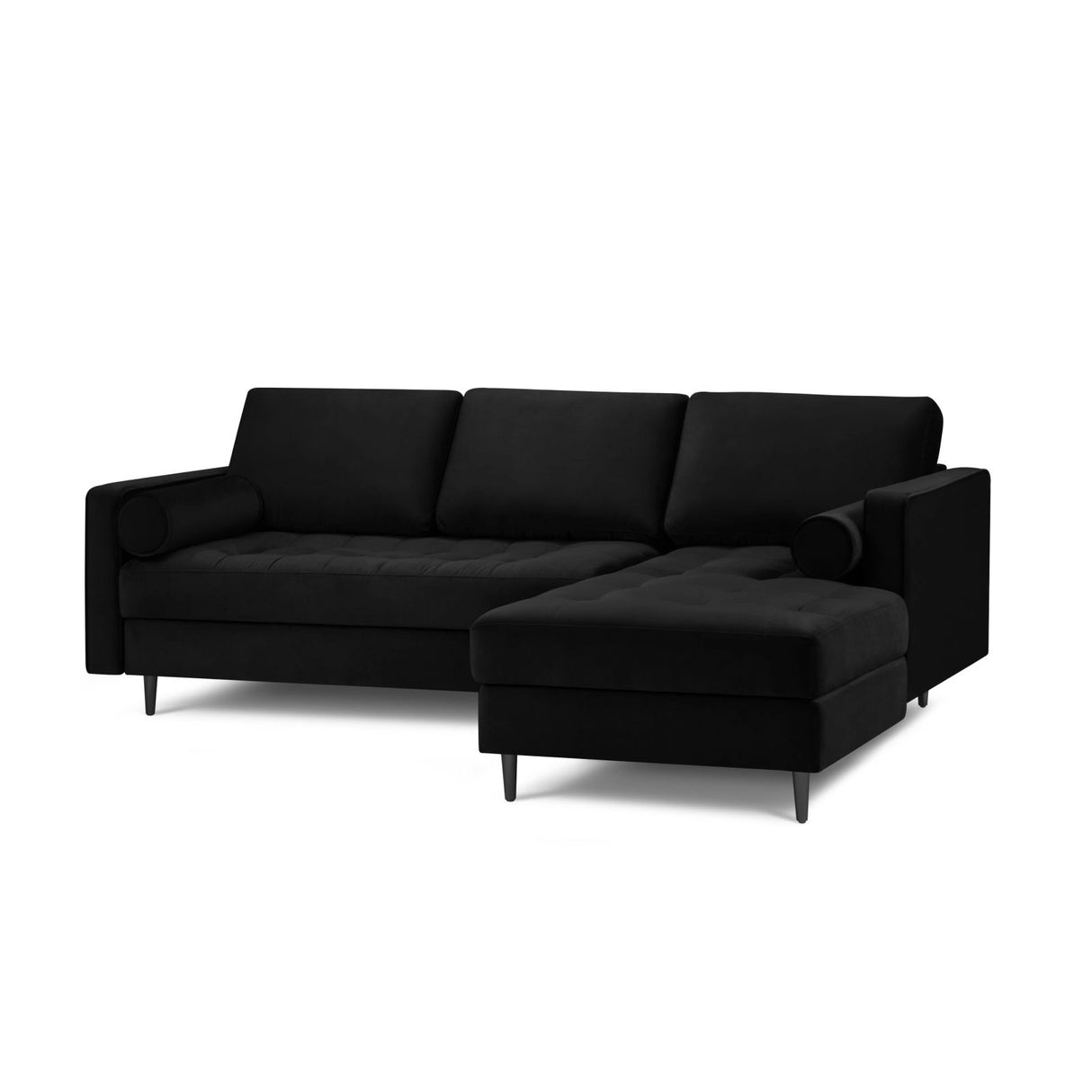 Aspen 4-Sitzer Ecksofa, Rechte Seite, aus Samt in Schwarz (Salvador 19), 236x170x90 cm von Cosmopolitan Design – Bild 1