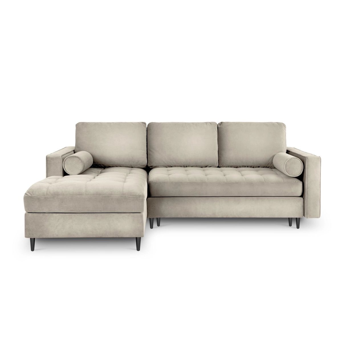 Aspen 5-Sitzer Ecksofa mit Schlaffunktion und Stauraum, Linke Seite, aus Samt in Dunkelbeige (Salvador 2), 240x175x96 cm von Cosmopolitan Design – Bild 3