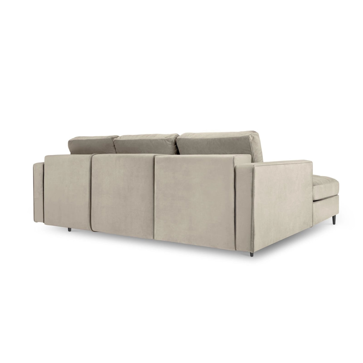 Aspen 5-Sitzer Ecksofa mit Schlaffunktion und Stauraum, Linke Seite, aus Samt in Dunkelbeige (Salvador 2), 240x175x96 cm von Cosmopolitan Design – Bild 4