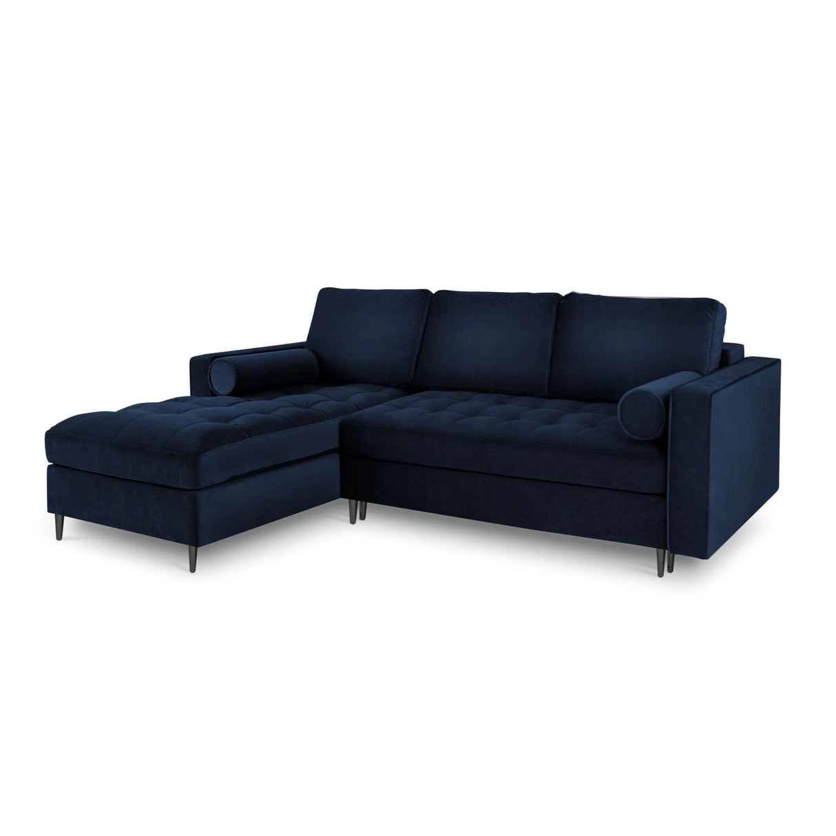 Aspen 5-Sitzer Ecksofa mit Schlaffunktion und Stauraum, Linke Seite, aus Samt in Königsblau (Salvador 5), 240x175x96 cm von Cosmopolitan Design – Bild 1