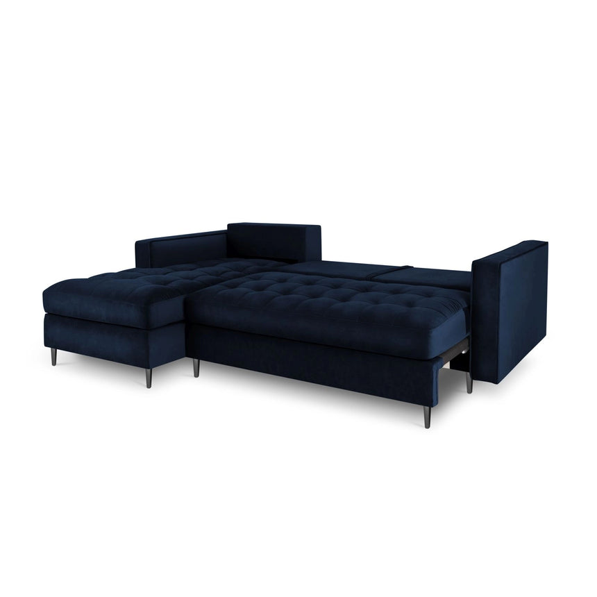 Aspen 5-Sitzer Ecksofa mit Schlaffunktion und Stauraum, Linke Seite, aus Samt in Königsblau (Salvador 5), 240x175x96 cm von Cosmopolitan Design – Bild 5