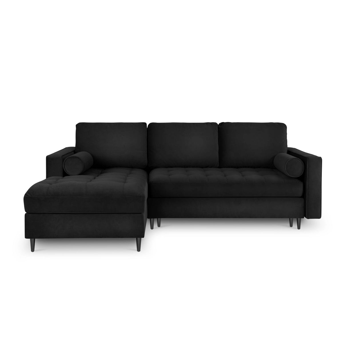 Aspen 5-Sitzer Ecksofa mit Schlaffunktion und Stauraum, Linke Seite, aus Samt in Schwarz (Salvador 19), 240x175x96 cm von Cosmopolitan Design – Bild 3