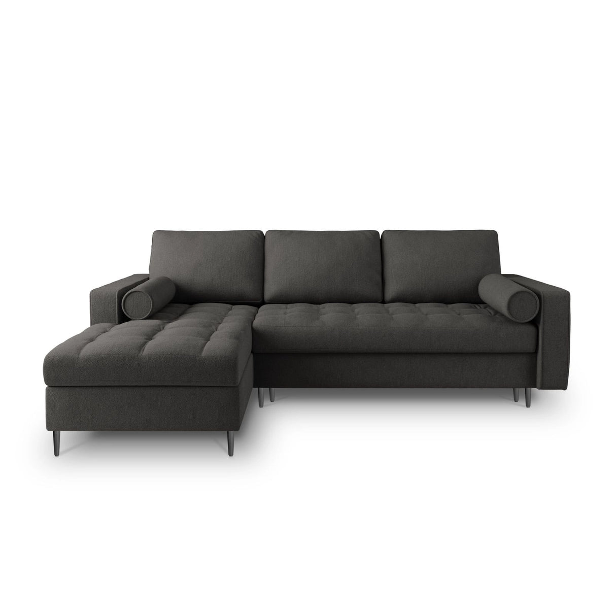 Aspen 5-Sitzer Ecksofa mit Schlaffunktion und Stauraum, Linke Seite, aus Strukturierter Stoff in Dunkelgrau (Positano 95), 240x175x96 cm von Cosmopolitan Design – Bild 2