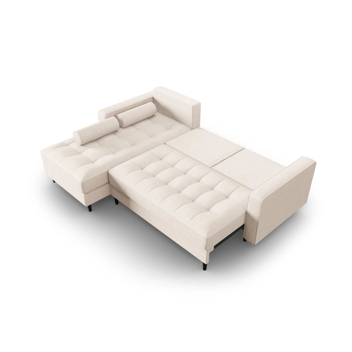Aspen 5-Sitzer Ecksofa mit Schlaffunktion und Stauraum, Linke Seite, aus Strukturierter Stoff in Hellbeige (Melva 02), 240x175x96 cm von Cosmopolitan Design – Bild 5