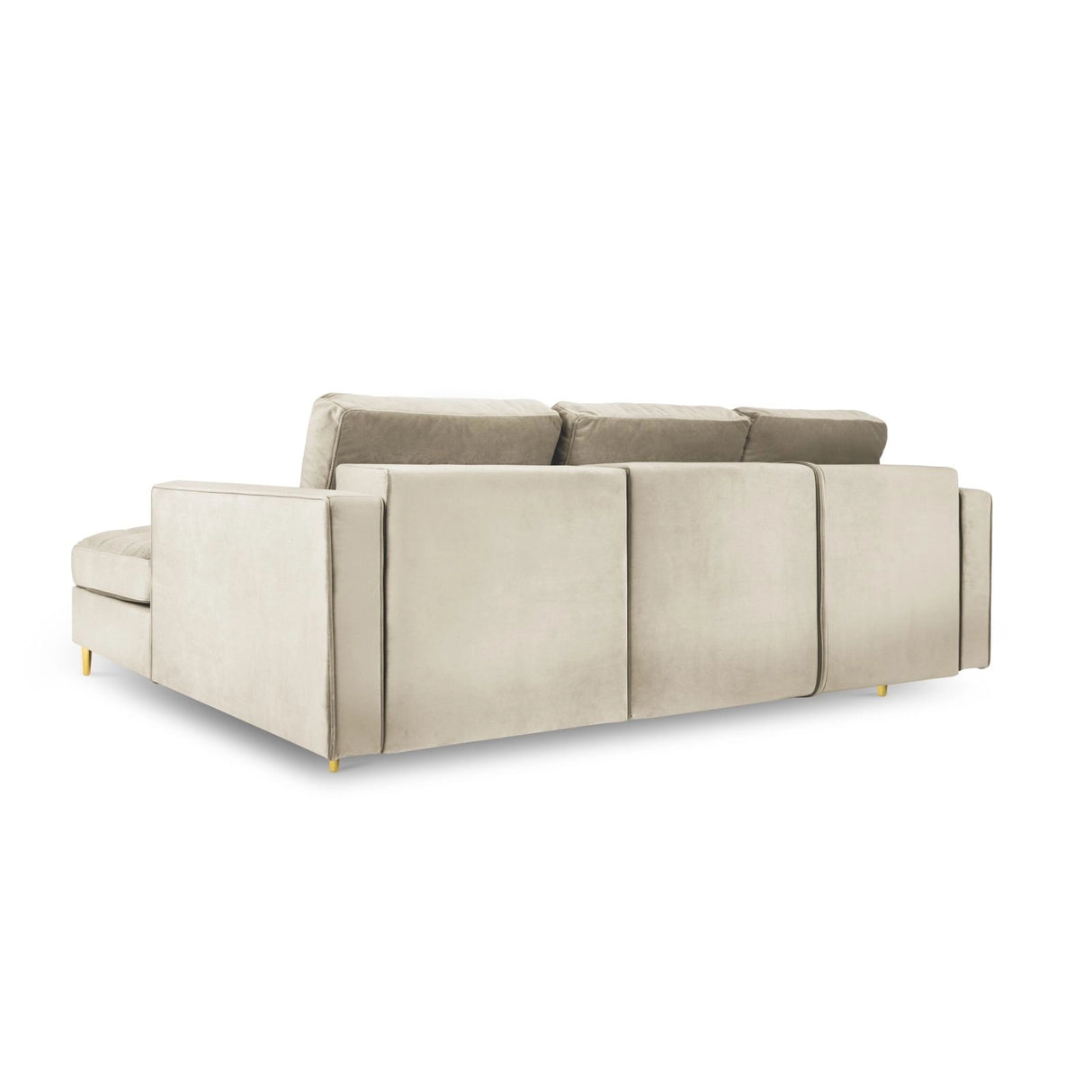 Aspen 5-Sitzer Ecksofa mit Schlaffunktion und Stauraum, Rechte Seite, aus Samt in Dunkelbeige (Salvador 2), 240x175x96 cm von Cosmopolitan Design – Bild 4