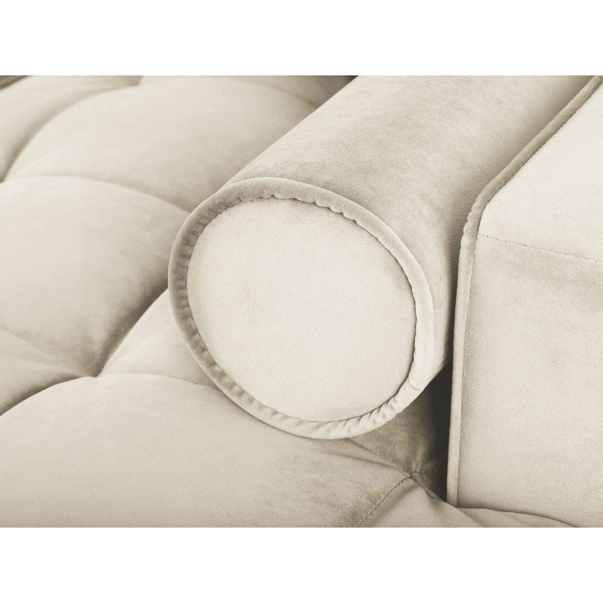 Aspen 5-Sitzer Ecksofa mit Schlaffunktion und Stauraum, Rechte Seite, aus Samt in Dunkelbeige (Salvador 2), 240x175x96 cm von Cosmopolitan Design – Bild 6