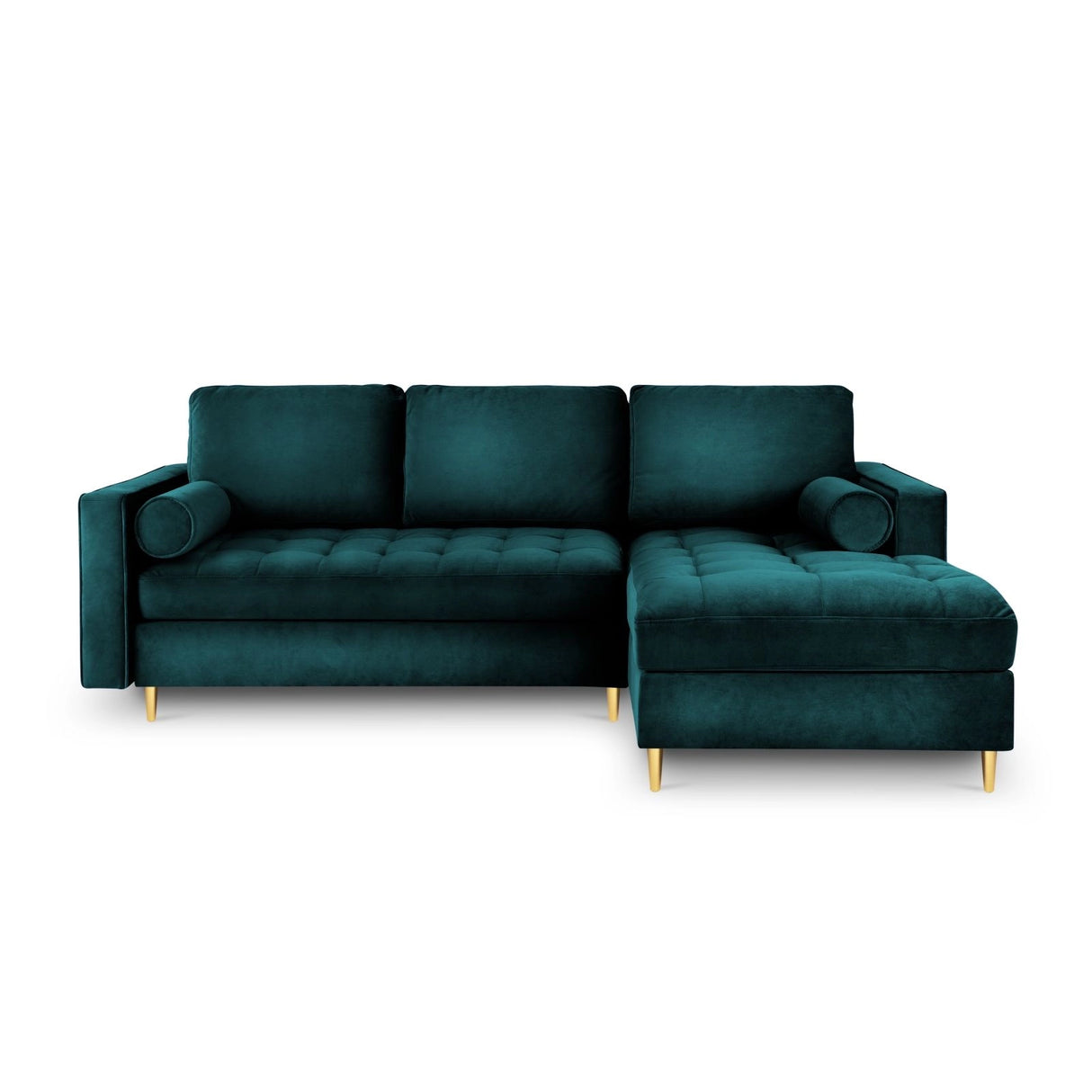 Aspen 5-Sitzer Ecksofa mit Schlaffunktion und Stauraum, Rechte Seite, aus Samt in Petrol (Salvador 06), 240x175x96 cm von Cosmopolitan Design – Bild 3