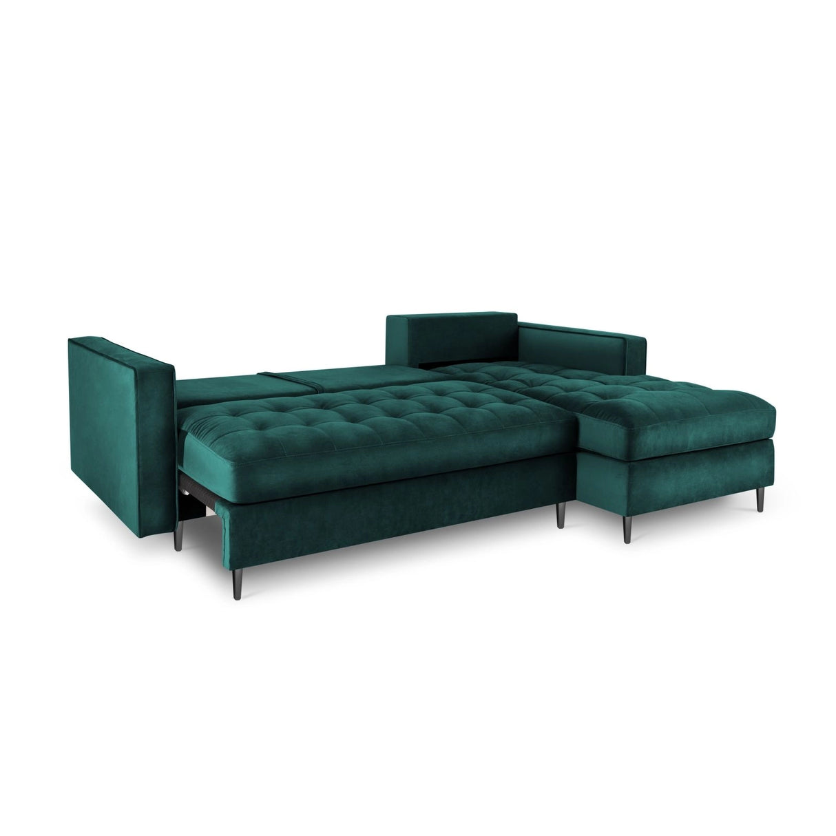 Aspen 5-Sitzer Ecksofa mit Schlaffunktion und Stauraum, Rechte Seite, aus Samt in Petrol (Salvador 06), 240x175x96 cm von Cosmopolitan Design – Bild 5