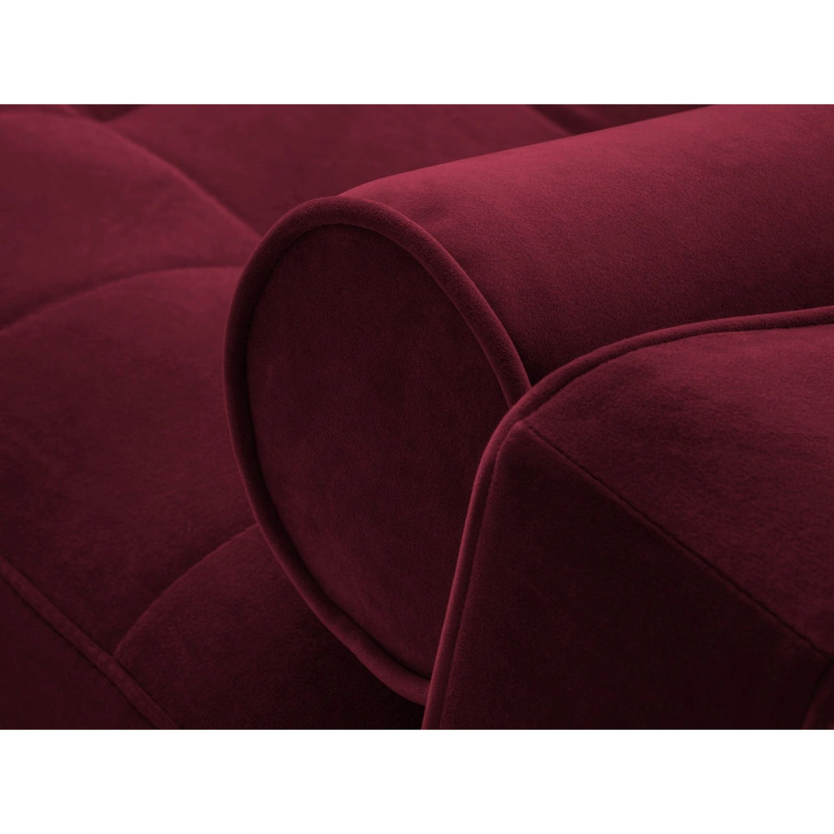 Aspen 5-Sitzer Ecksofa mit Schlaffunktion und Stauraum, Rechte Seite, aus Samt in Rot (Salvador 13), 240x175x96 cm von Cosmopolitan Design – Bild 6