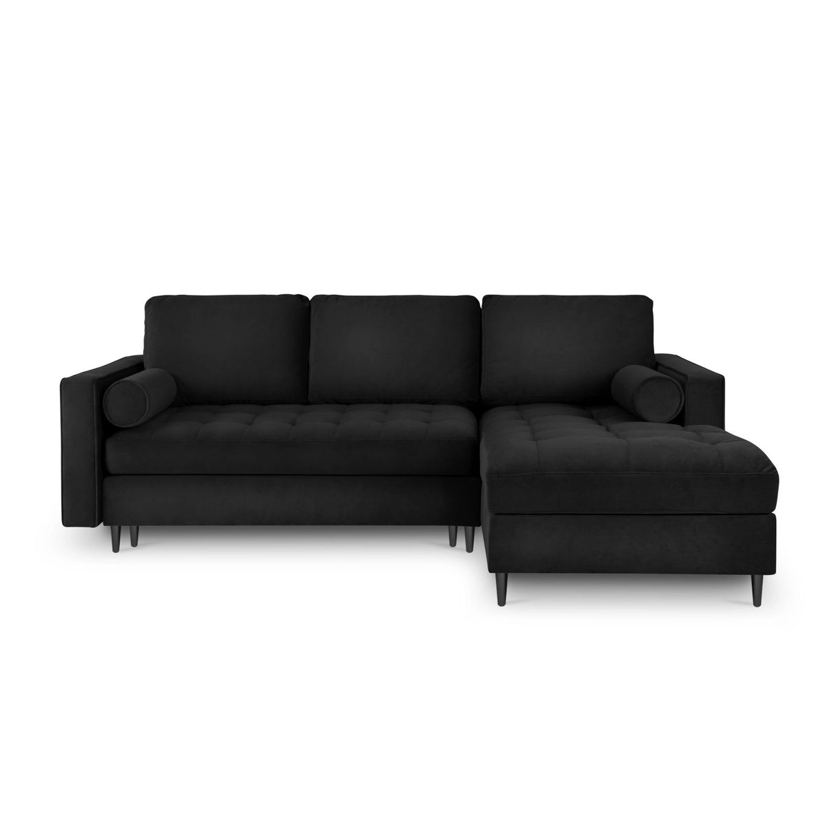 Aspen 5-Sitzer Ecksofa mit Schlaffunktion und Stauraum, Rechte Seite, aus Samt in Schwarz (Salvador 19), 240x175x96 cm von Cosmopolitan Design – Bild 3