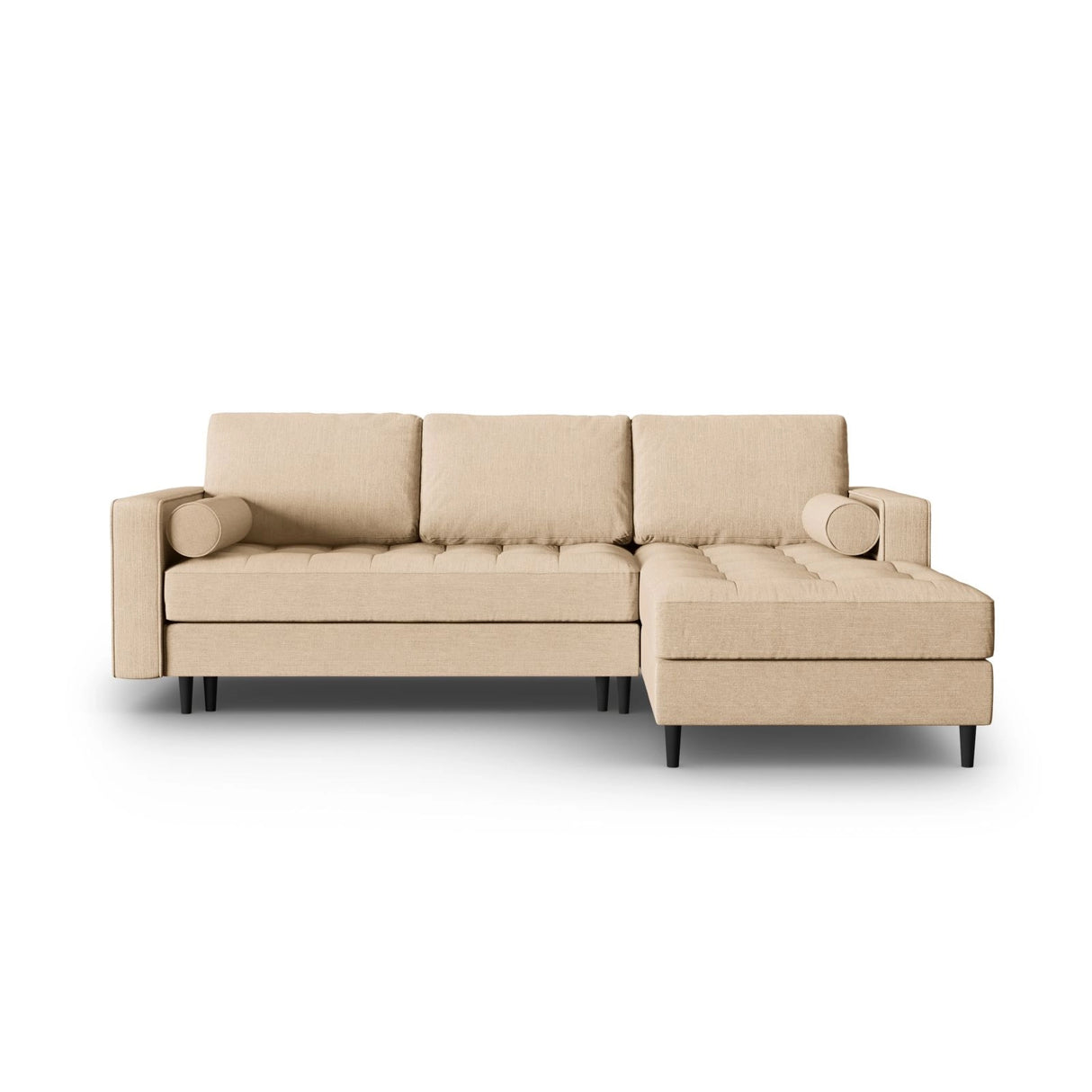 Aspen 5-Sitzer Ecksofa mit Schlaffunktion und Stauraum, Rechte Seite, aus Strukturierter Stoff in Beige (Melva 06), 240x175x96 cm von Cosmopolitan Design – Bild 1