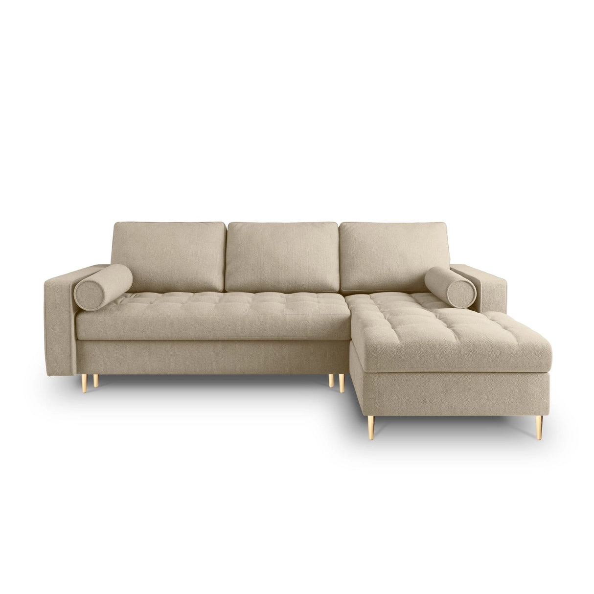 Aspen 5-Sitzer Ecksofa mit Schlaffunktion und Stauraum, Rechte Seite, aus Strukturierter Stoff in Beige (Positano 08), 240x175x96 cm von Cosmopolitan Design – Bild 2