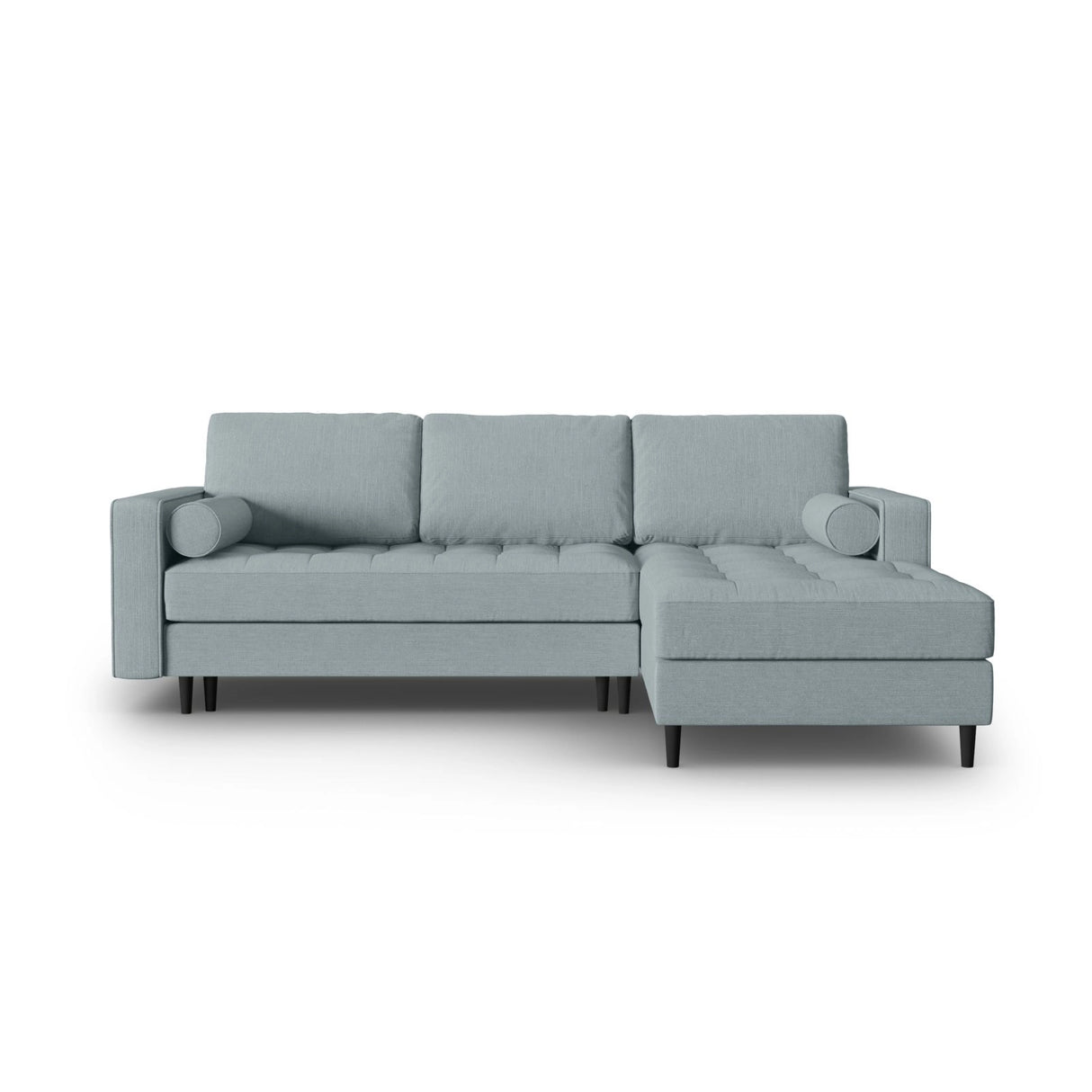 Aspen 5-Sitzer Ecksofa mit Schlaffunktion und Stauraum, Rechte Seite, aus Strukturierter Stoff in Blau (Melva 72), 240x175x96 cm von Cosmopolitan Design – Bild 1