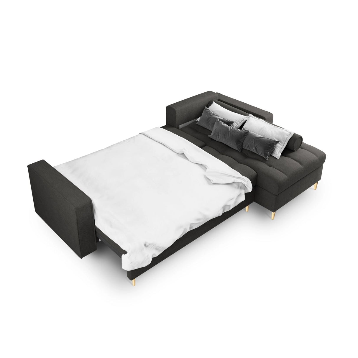 Aspen 5-Sitzer Ecksofa mit Schlaffunktion und Stauraum, Rechte Seite, aus Strukturierter Stoff in Dunkelgrau (Positano 95), 240x175x96 cm von Cosmopolitan Design – Bild 4