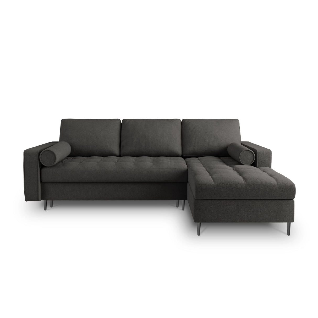 Aspen 5-Sitzer Ecksofa mit Schlaffunktion und Stauraum, Rechte Seite, aus Strukturierter Stoff in Dunkelgrau (Positano 95), 240x175x96 cm von Cosmopolitan Design – Bild 2