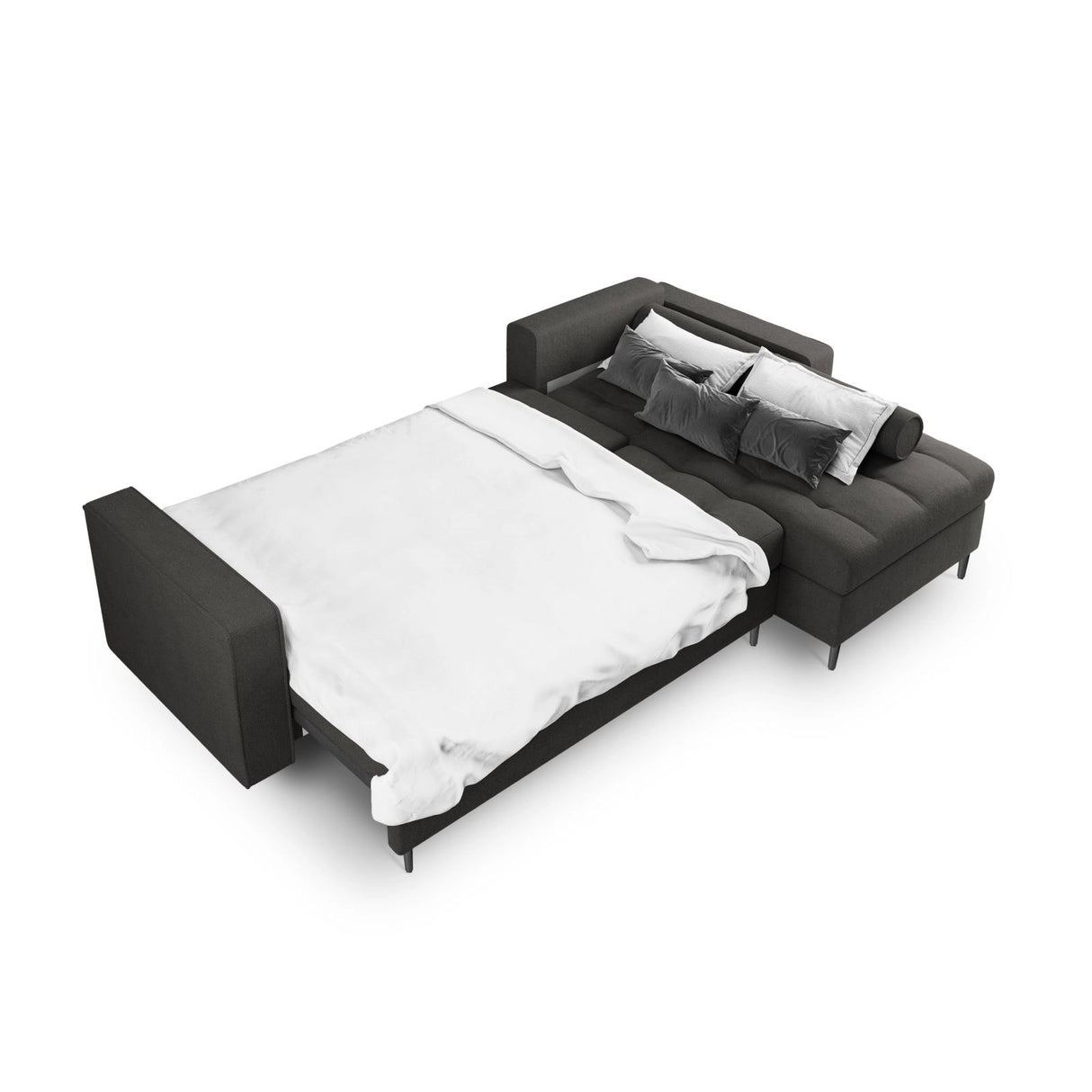 Aspen 5-Sitzer Ecksofa mit Schlaffunktion und Stauraum, Rechte Seite, aus Strukturierter Stoff in Dunkelgrau (Positano 95), 240x175x96 cm von Cosmopolitan Design – Bild 4