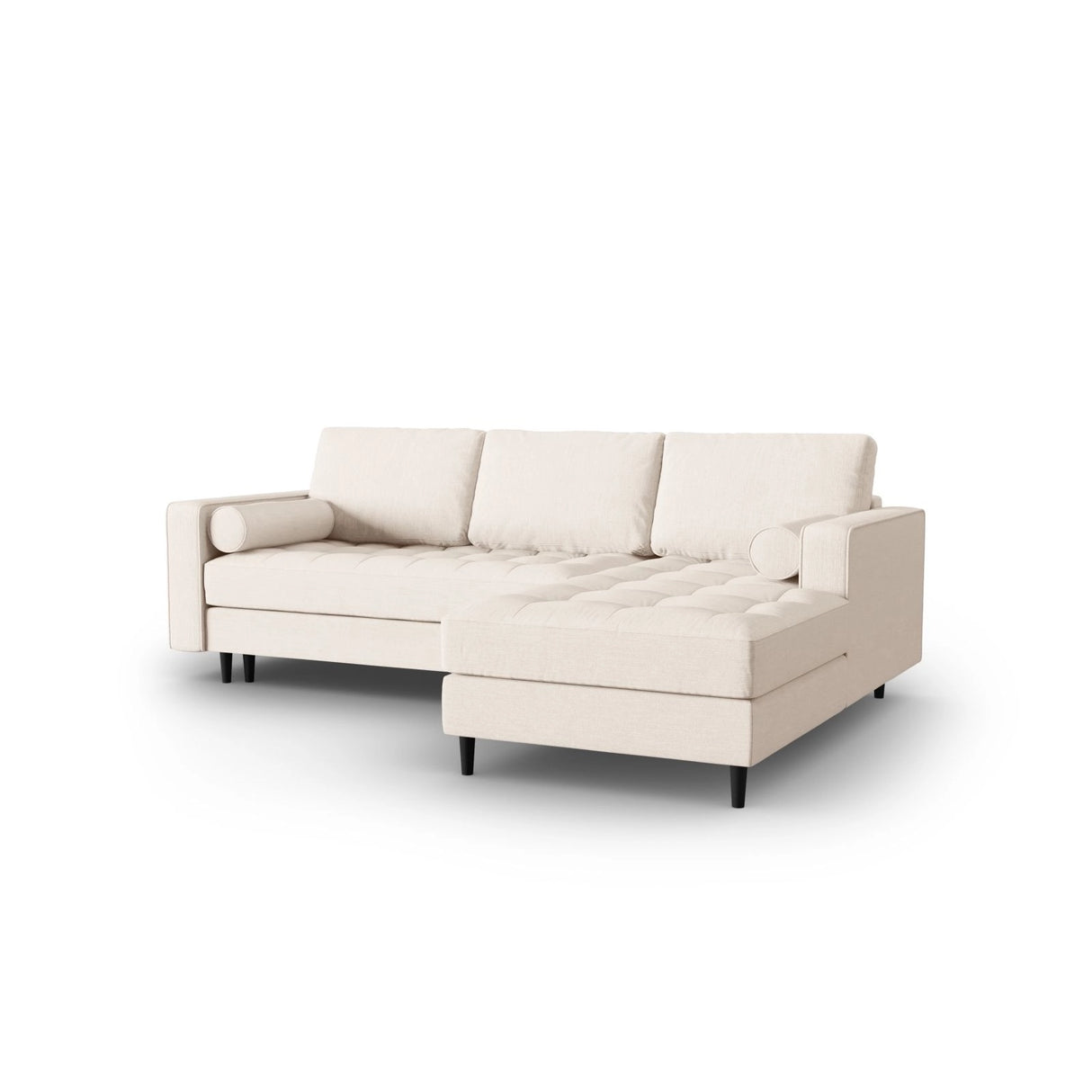Aspen 5-Sitzer Ecksofa mit Schlaffunktion und Stauraum, Rechte Seite, aus Strukturierter Stoff in Hellbeige (Melva 02), 240x175x96 cm von Cosmopolitan Design – Bild 2