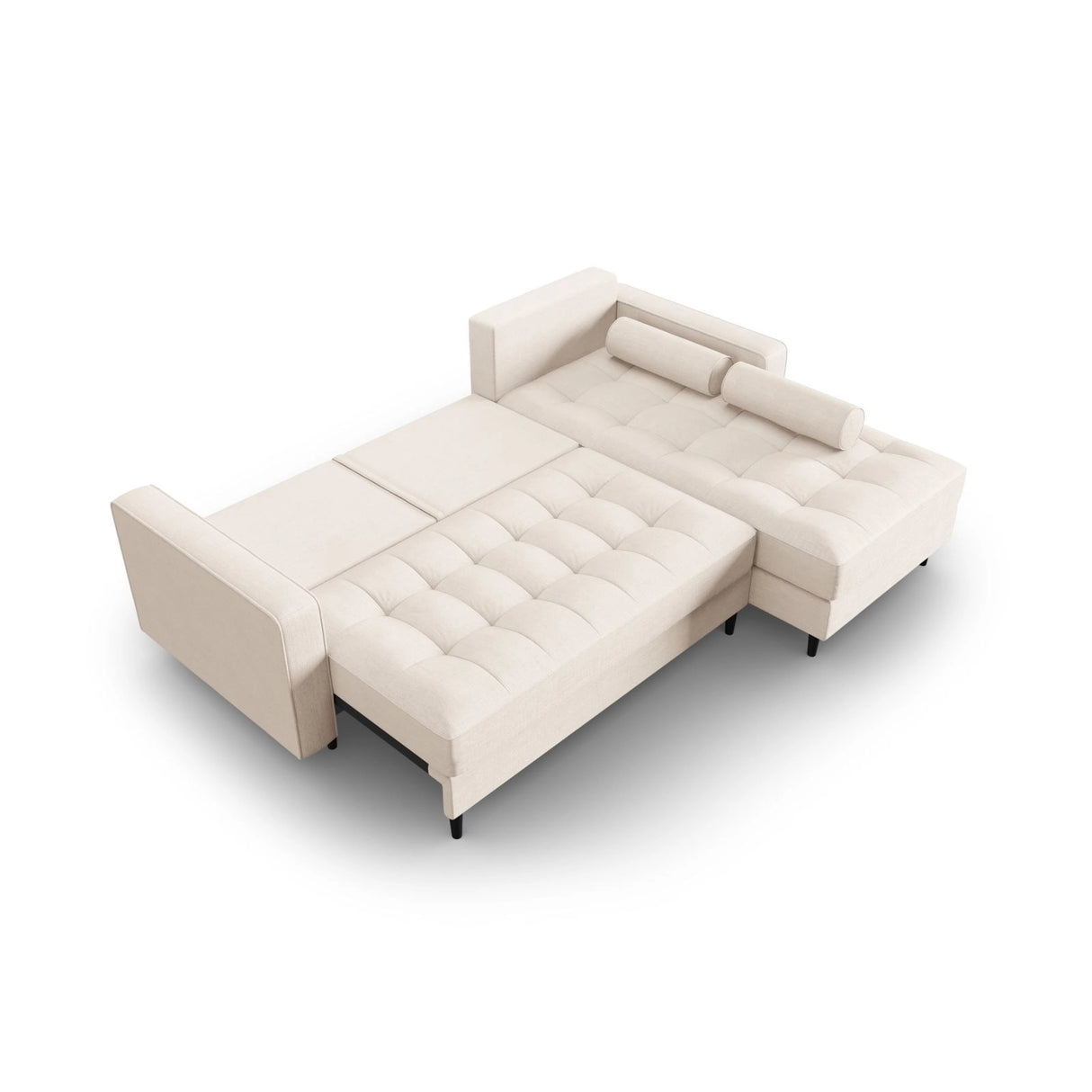 Aspen 5-Sitzer Ecksofa mit Schlaffunktion und Stauraum, Rechte Seite, aus Strukturierter Stoff in Hellbeige (Melva 02), 240x175x96 cm von Cosmopolitan Design – Bild 5
