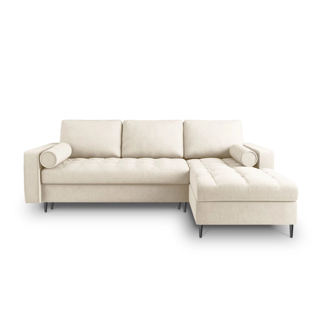 Aspen 5-Sitzer Ecksofa mit Schlaffunktion und Stauraum, Rechte Seite, aus Strukturierter Stoff in Hellbeige (Positano 02), 240x175x96 cm von Cosmopolitan Design – Bild 2