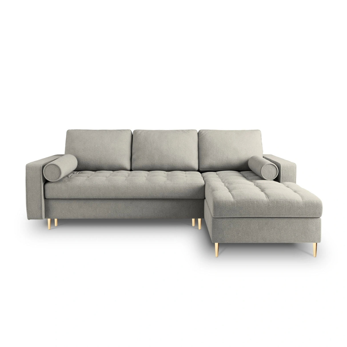 Aspen 5-Sitzer Ecksofa mit Schlaffunktion und Stauraum, Rechte Seite, aus Strukturierter Stoff in Hellgrau (Positano 83), 240x175x96 cm von Cosmopolitan Design – Bild 2