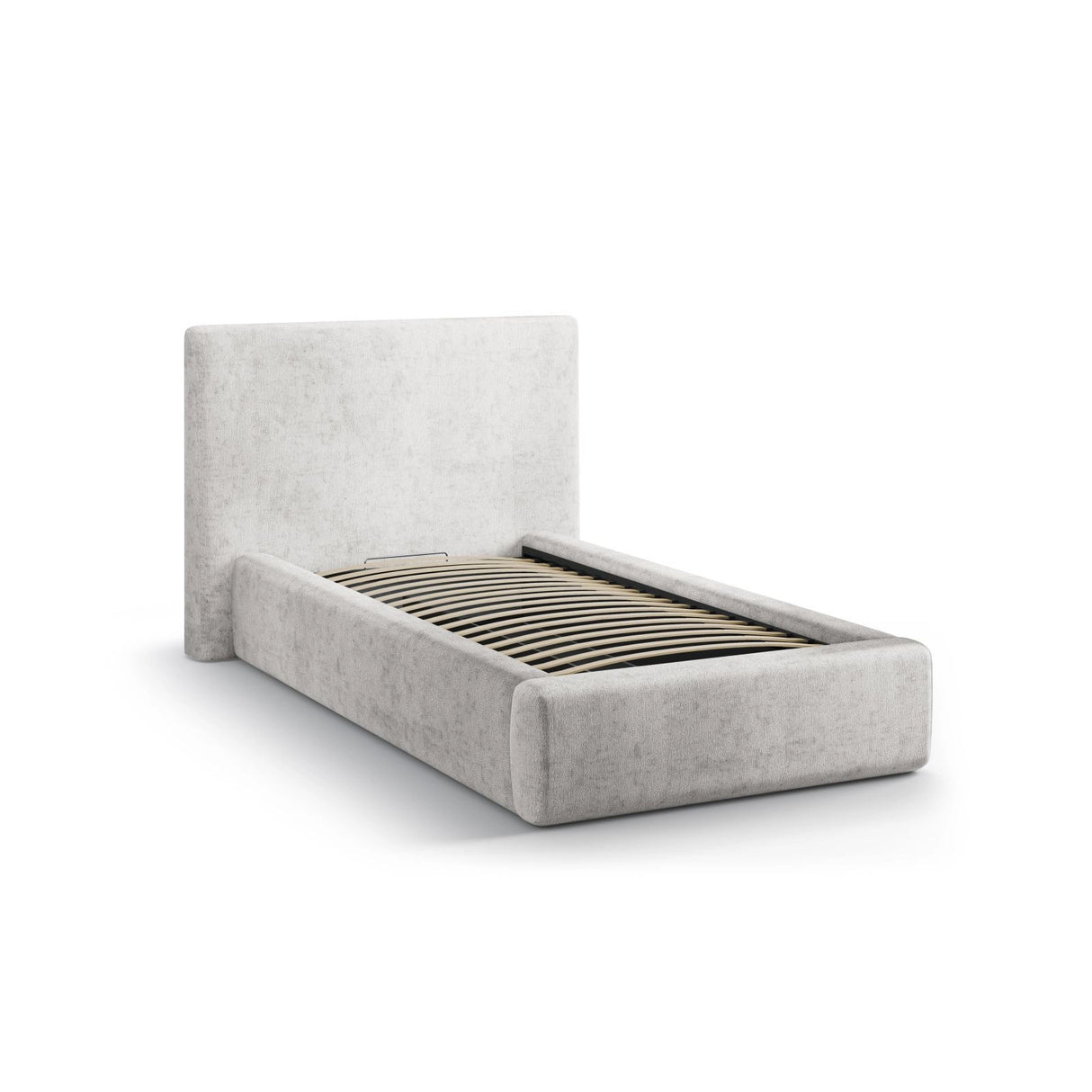 Asti Bett mit Kopfteil und Stauraum, aus Chenille (PeHa80) in Hellgrau, 90x200 cm von Cosmopolitan Design – Bild 4
