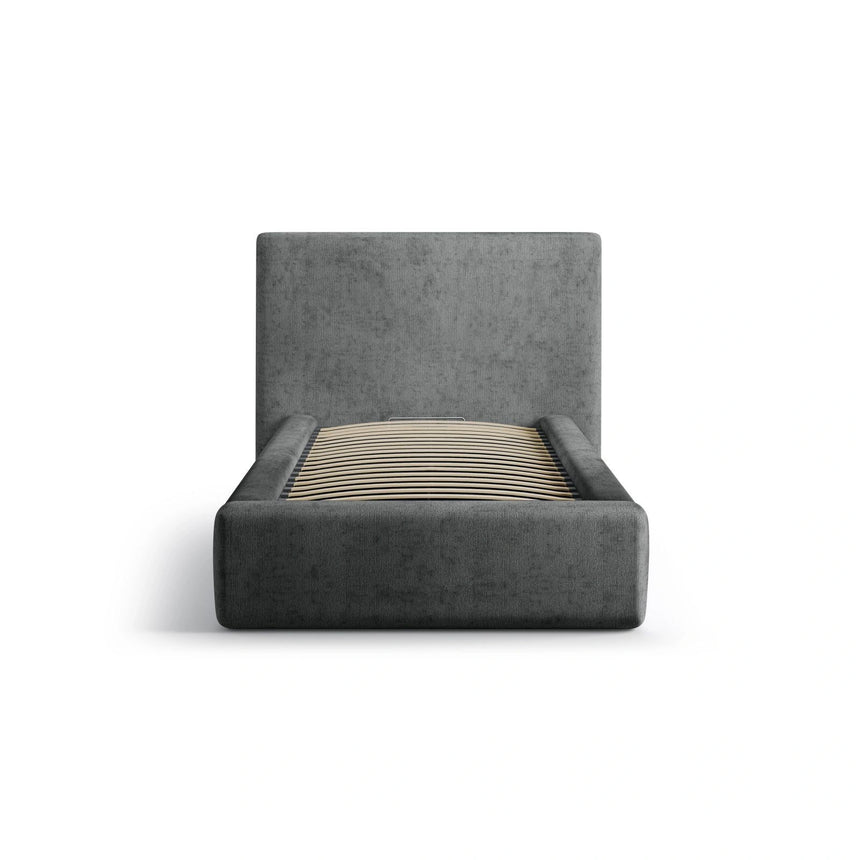 Asti Bett mit Kopfteil und Stauraum, aus Chenille (PeHa90) in Dunkelgrau, 90x200 cm von Cosmopolitan Design – Bild 3