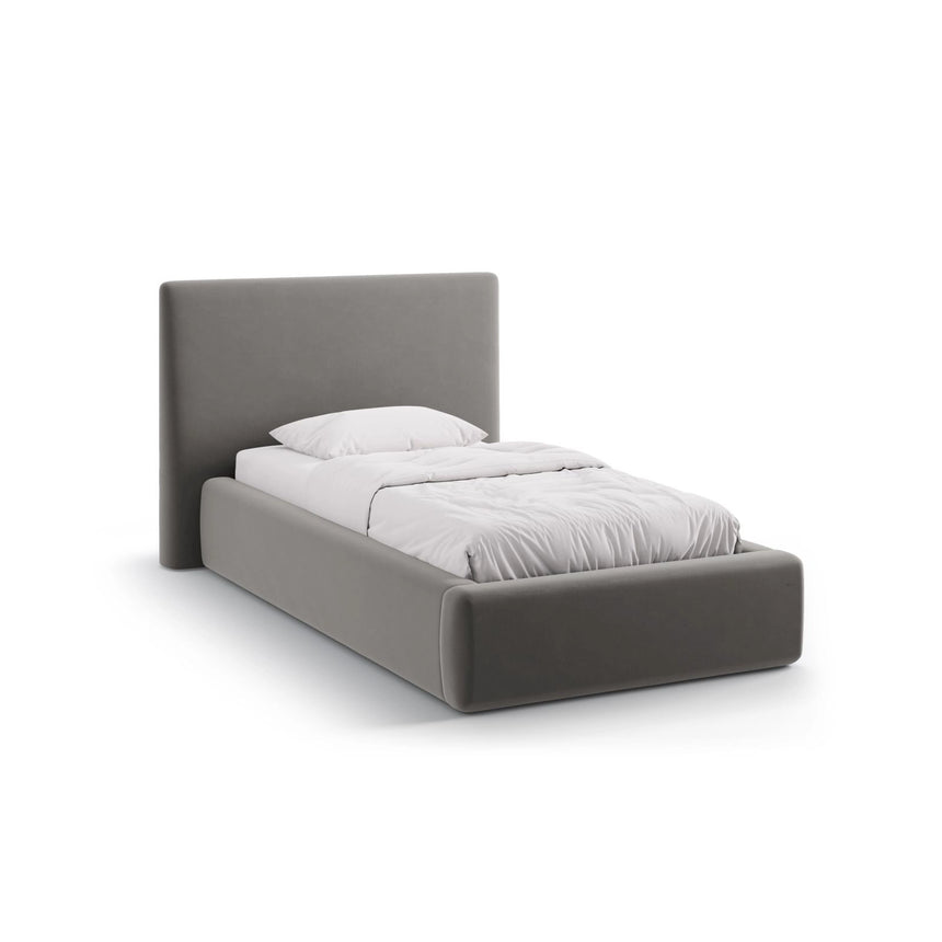 Asti Bett mit Kopfteil und Stauraum, aus Samt (Ma2241) in Dunkelgrau, 90x200 cm von Cosmopolitan Design – Bild 1