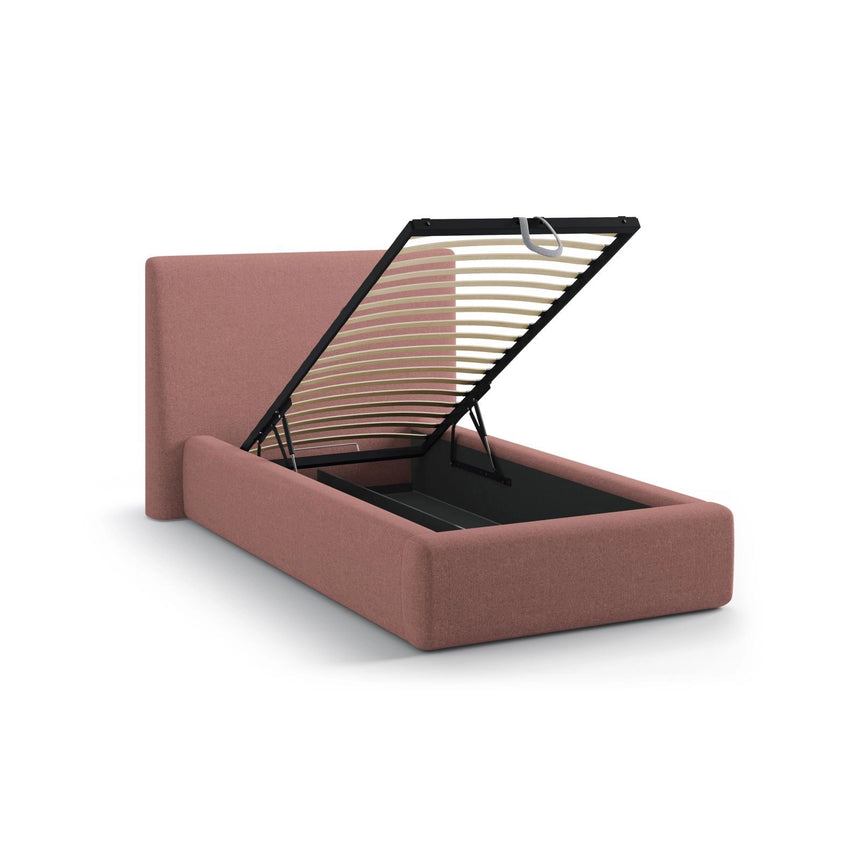 Asti Bett mit Kopfteil und Stauraum, aus Strukturierter Stoff (Mol63) in Dunkelrosa, 90x200 cm von Cosmopolitan Design – Bild 5
