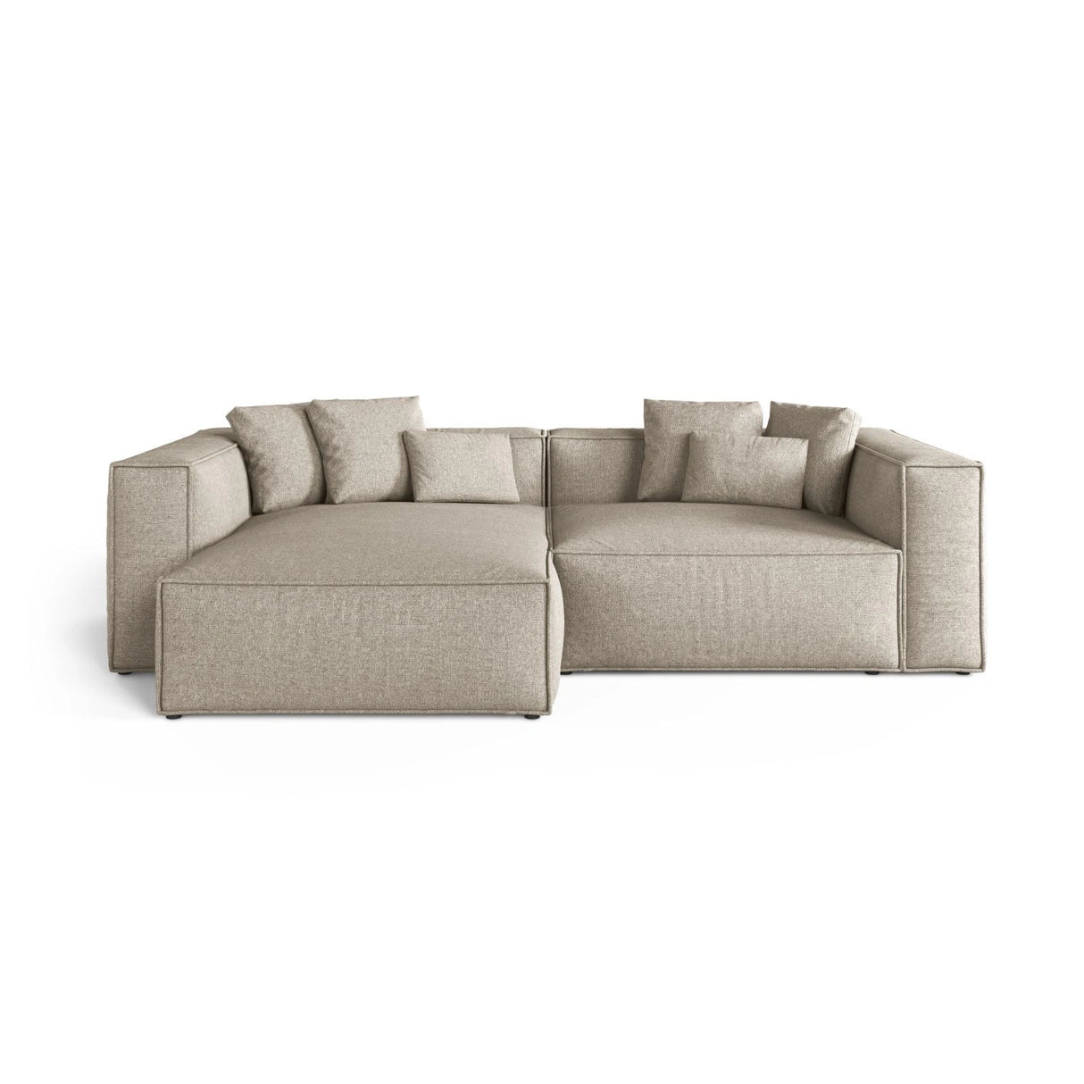 Aveiro 3-Sitzer Ecksofa, Linke Seite, aus Chenille in Dunkelbeige (Eden 4 Beige), 254x167x86 cm von Cosmopolitan Design – Bild 1